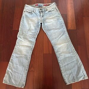 X2 Express Y2K Light Wash Blue Jeans Womens Sz 2 Short w10 Boot 504097 Retro Vtg